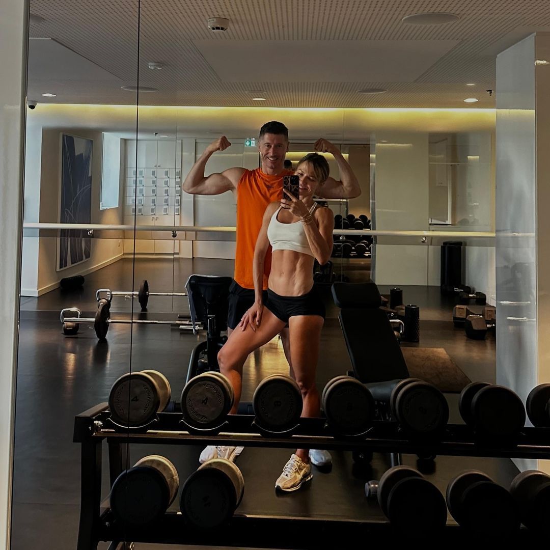 Robert i Ania Lewandowscy na siłowni