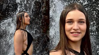 Odziana w finezyjny strój kąpielowy Julia Szeremeta pręży się pod wodospadem w Brazylii (FOTO)
