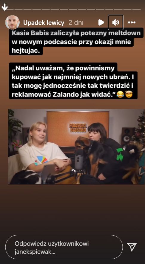 Jan Śpiewak odpowiedział Kasi Babis