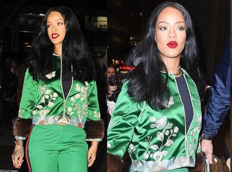 Rihanna spaceruje po Nowym Jorku w zielonym dresie (ZDJĘCIA)