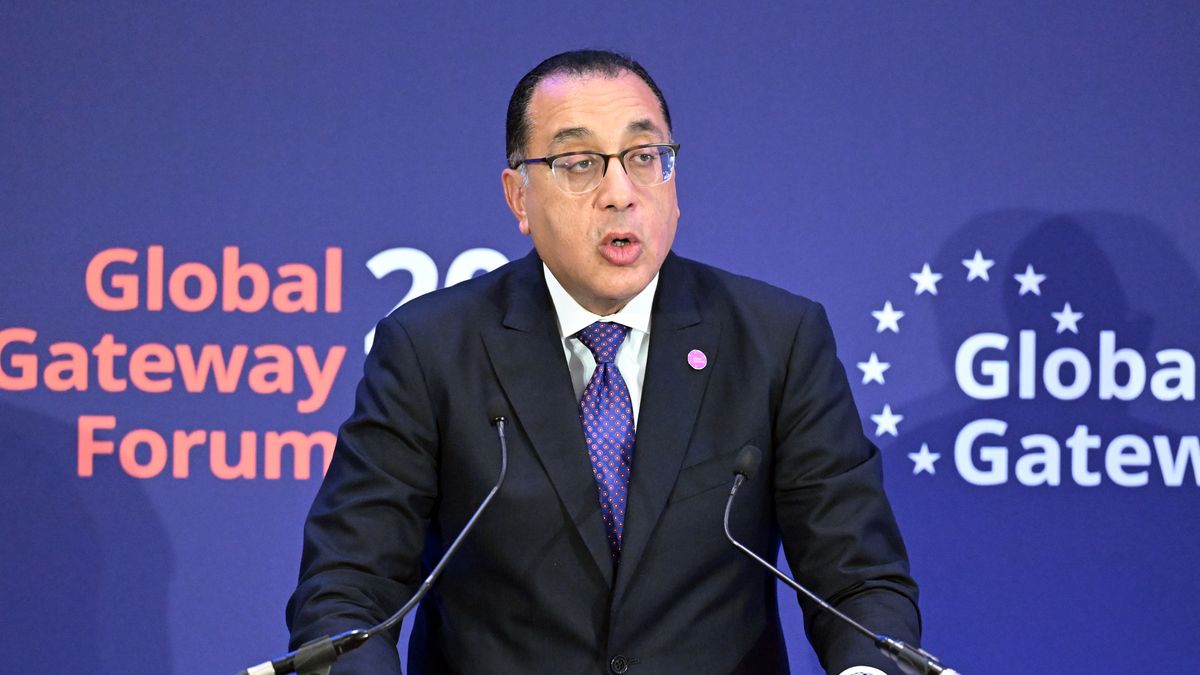 BRUSSELS, BELGIUM - OCTOBER 25: Egyptian Prime Minister Mostafa Kamal Madbouly speaks during Global Gateway Forum in Brussels, Belgium on October 25, 2023. (Photo by Dursun Aydemir/Anadolu via Getty Images)