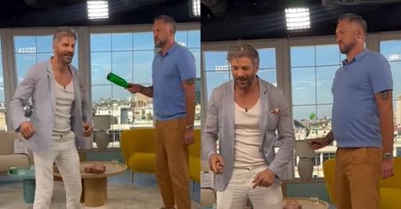 Marcin Prokop rozbił butelkę NA GŁOWIE gościa "Dzień Dobry TVN". "No i kto to teraz będzie sprzątał?" (WIDEO)