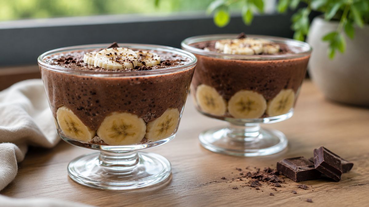Czekoladowy pudding z tapioki z bananem