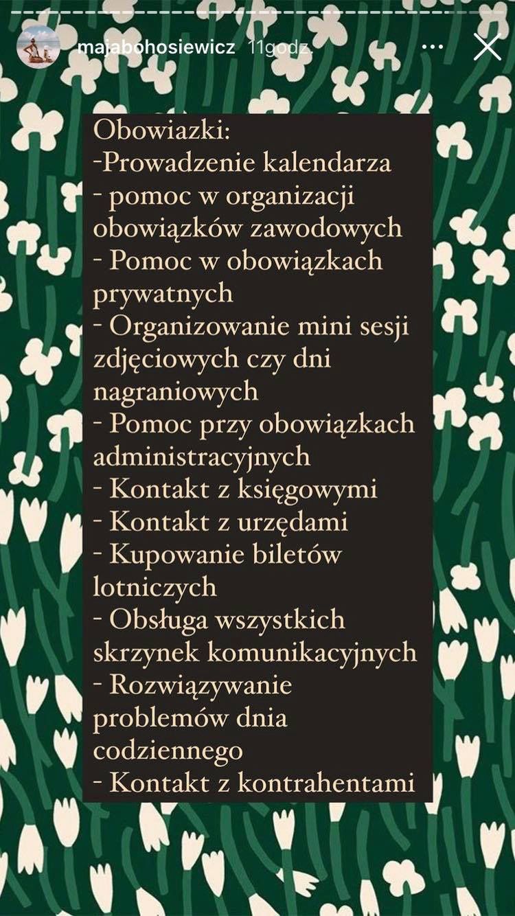 Ogłoszenie o pracę Mai Bohosiewicz