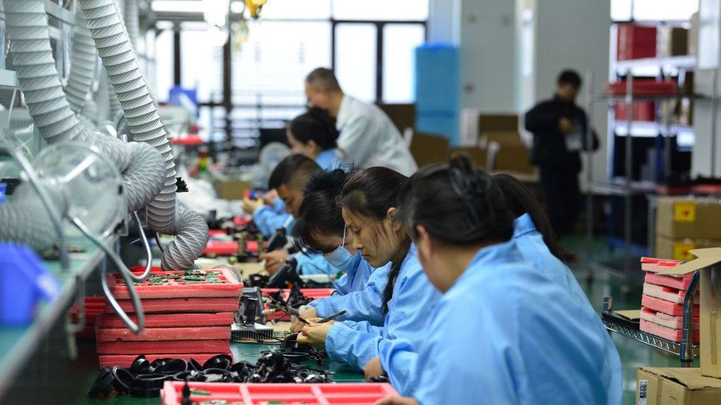 Manufacturing Industry Circuit Board
Workers install chips, resistors, and other components on a circuit board in a workshop in Fuyang, Anhui province, China, on November 30, 2024. (Photo by Costfoto/NurPhoto via Getty Images)
NurPhoto
assembly line, hardware, assembly, electronic assembly., workers, electronics, chips, install, circuit design, november 30, electronic manufacturing, soldering, components, resistors, nurphoto, fuyang, devices, costfoto, fabrication, china, chn, chinese industry, electronic components, production, industrial process