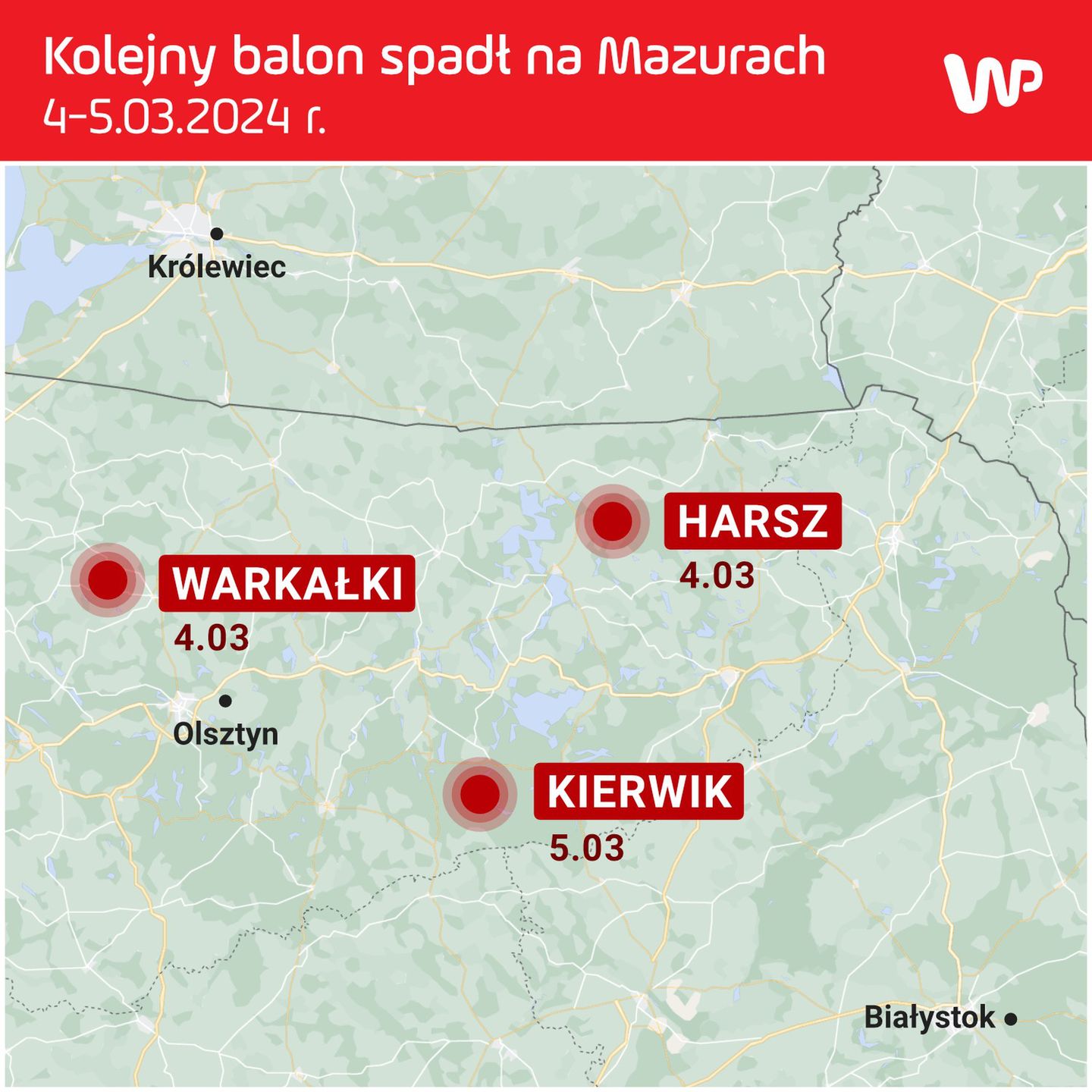 Miejsca, gdzie spadły obiekty