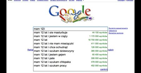 "Drogie Google, mam 12 lat i jestem w ciąży"...