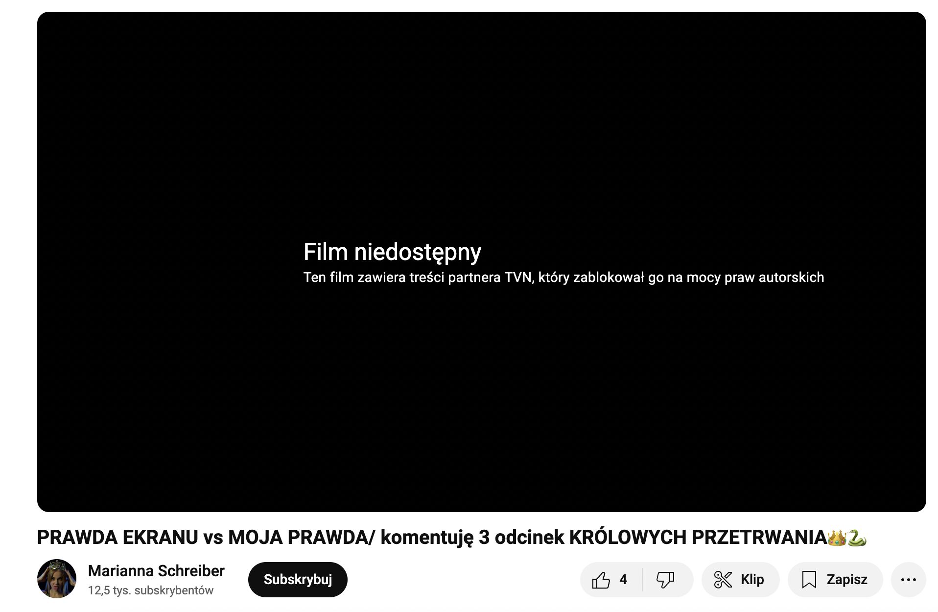 TVN zablokował film Marianny Schreiber