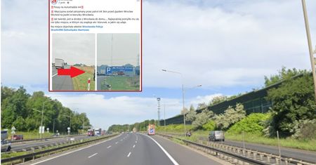 Sceny na A4. Mężczyzna spacerował przy autostradzie