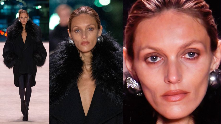 Anja Rubik na pokazie Saint Laurent 