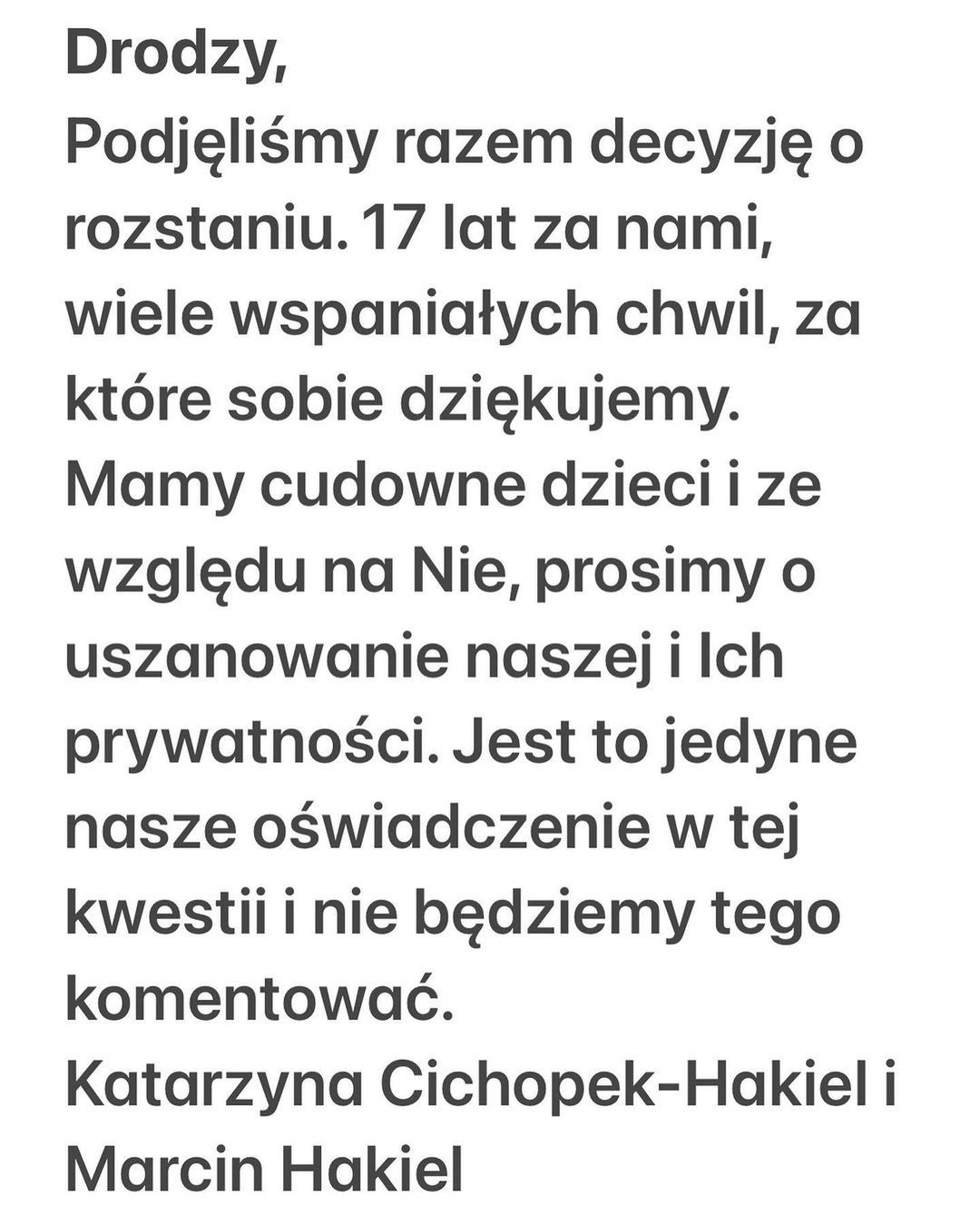 Kasia Cichopek i Marcin Hakiel rozstają się 