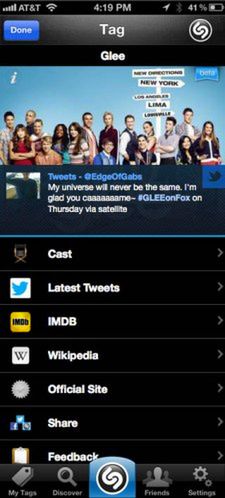 Shazam z obsługą programów telewizyjnych 2