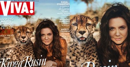 Kinga Rusin pozuje z gepardem na okładce "Vivy"!