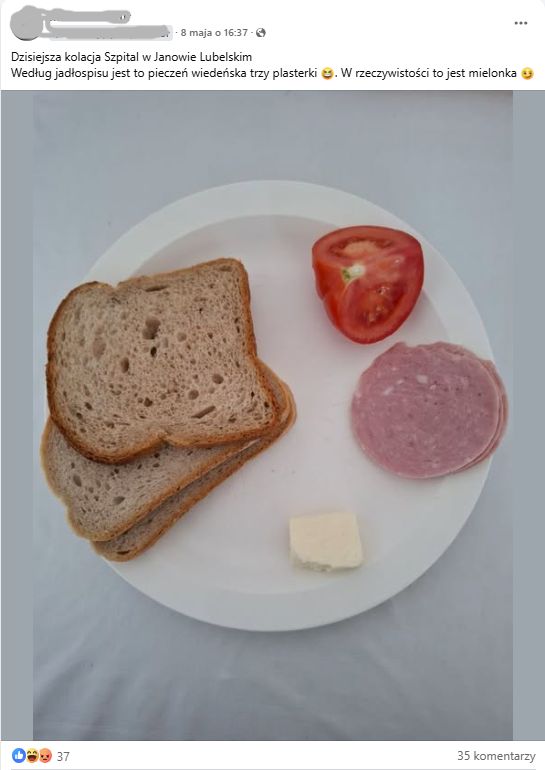 Jedzenie w szpitalu w Janowie Lubelskim