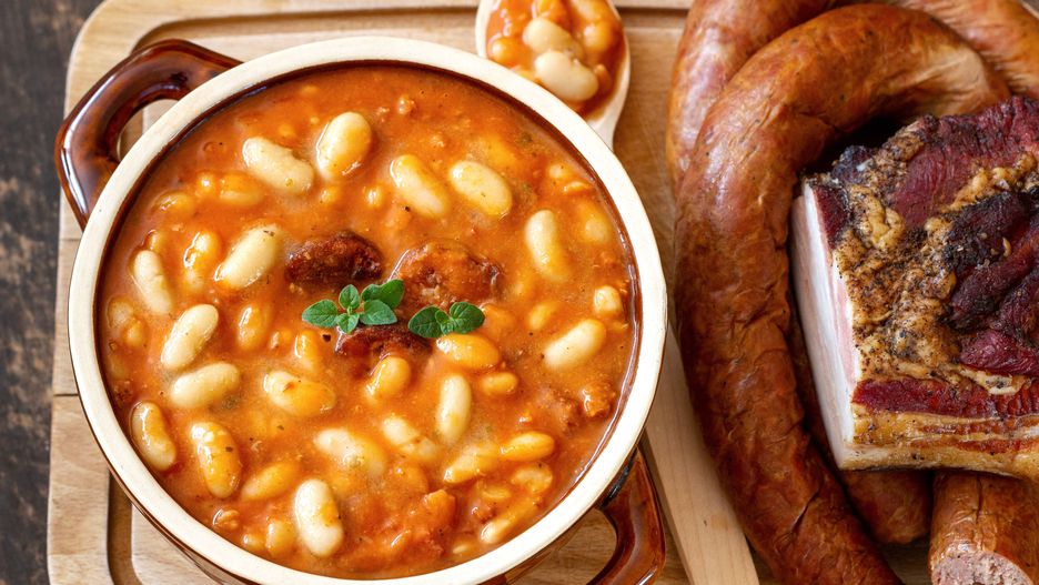 fasola, boczek, fasolka, domowa, zupa, sos, danie potrawa, danie z fasoli