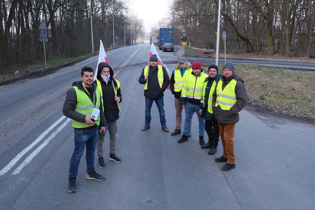 Protest rolników w Maryninie/Stasinie przy węźle Lublin Węglin