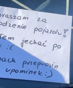 Jego samochód został uszkodzony. Sprawca zostawił mu "mały upominek". Całość to ustawka?