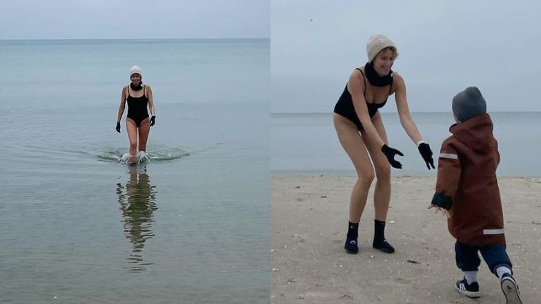 Monika Mrozowska morsuje w Bałtyku