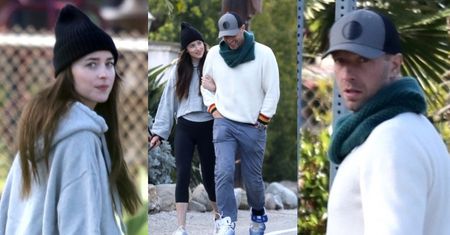 Niepozorna Dakota Johnson korzysta z chwil na świeżym powietrzu w towarzystwie ukochanego Chrisa Martina (ZDJĘCIA)