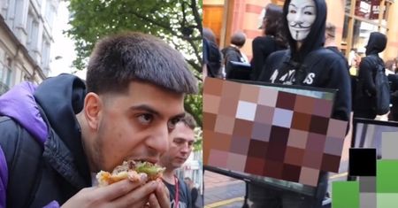 Zjadł "największego burgera na świecie" na oczach protestujących wegan. Miliony wyświetleń