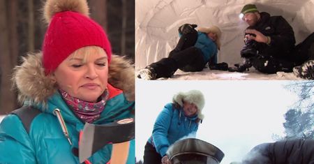 Katarzyna Figura buduje iglo w "Dzień Dobry TVN"