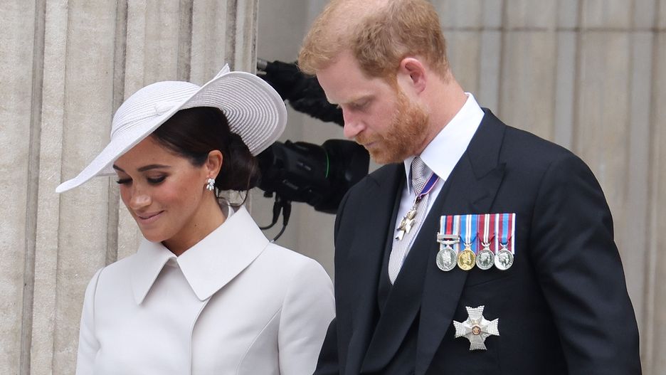 Queen Elizabeth II Platinum Jubilee 2022 - National Service of ThanksgivingLONDON, ENGLAND - JUNE 03: Meghan, Duchess of Sussex and Prince Harry, Duke of Sussex departing St. Paul's Cathedral after the Queen Elizabeth II Platinum Jubilee 2022 - National Service of Thanksgiving on June 03, 2022 in London, England. The Platinum Jubilee of Elizabeth II is being celebrated from June 2 to June 5, 2022, in the UK and Commonwealth to mark the 70th anniversary of the accession of Queen Elizabeth II on 6 February 1952. (Photo by Neil Mockford/GC Images)Neil Mockford