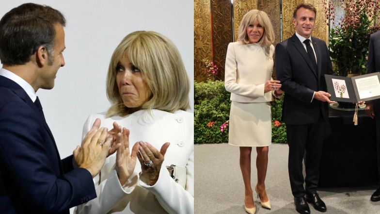 Brigitte i Emmanuel Macronowie w Singapurze