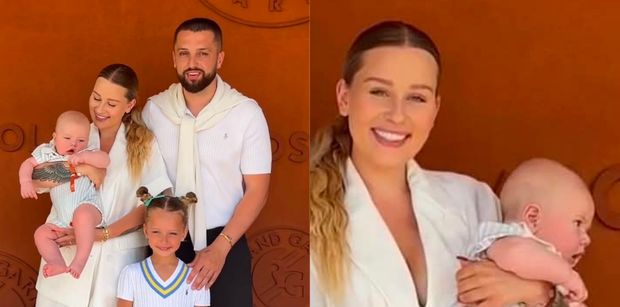 Wystrojeni Andziaks i Luka lansują się z córką i niespełna PÓŁROCZNYM SYNKIEM na Roland Garros. Stylowa rodzinka? (FOTO)