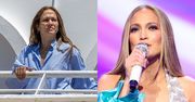 Pozbawiona makijażu Jennifer Lopez wpatruje się w przestrzeń na hotelowym balkonie w Hiszpanii