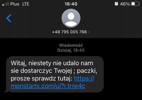 Fałszywy SMS - zgłoszenie czytelnika