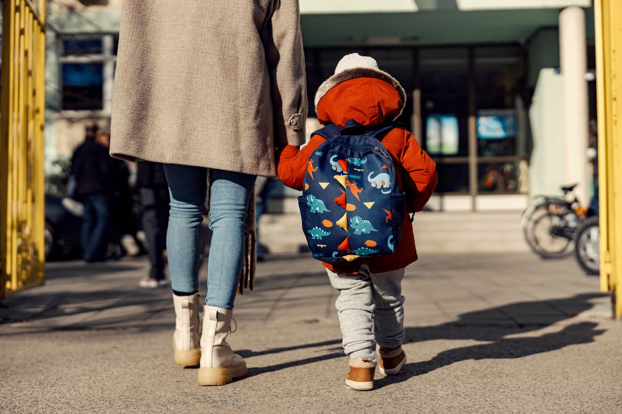 The woman brought the children to school. She was under the influence of intoxicants.