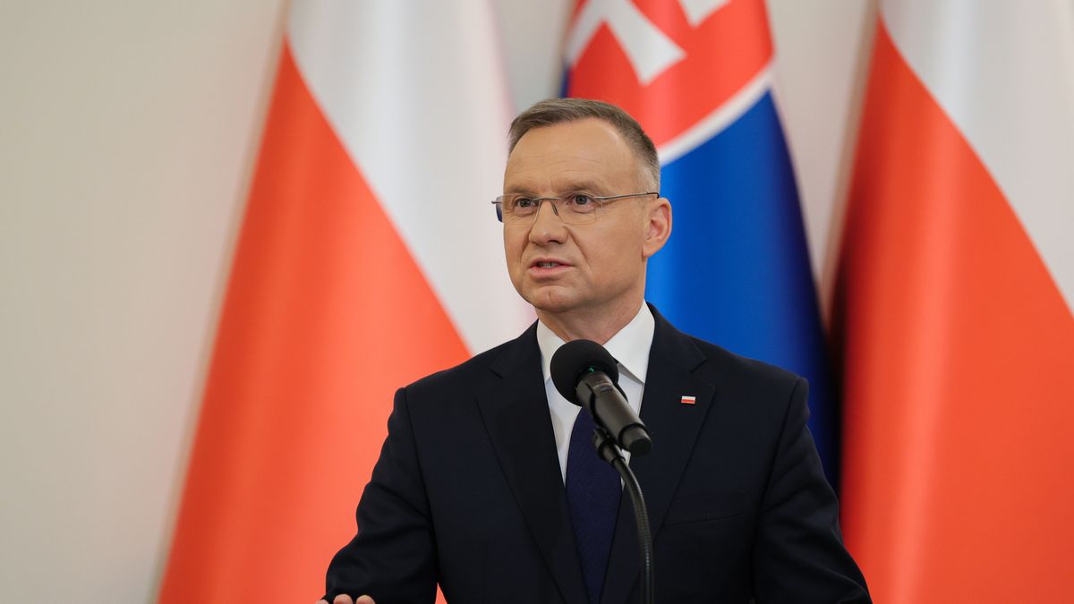 Andrzej Duda
Warszawa, 16.04.2024. Wizyta prezydent Republiki S�owackiej Zuzany Caputovej. Prezydent RP Andrzej Duda podczas konferencji prasowej po spotkaniu w Pa�acu Prezydenckim w Warszawie, 16 bm. (ad) PAP/Pawe� Supernak
Pawe� Supernak
Pa�ac Prezydencki, spotkanie, wizyta, Zuzana Caputova, Zuzana Czaputova, wizyta wizyty