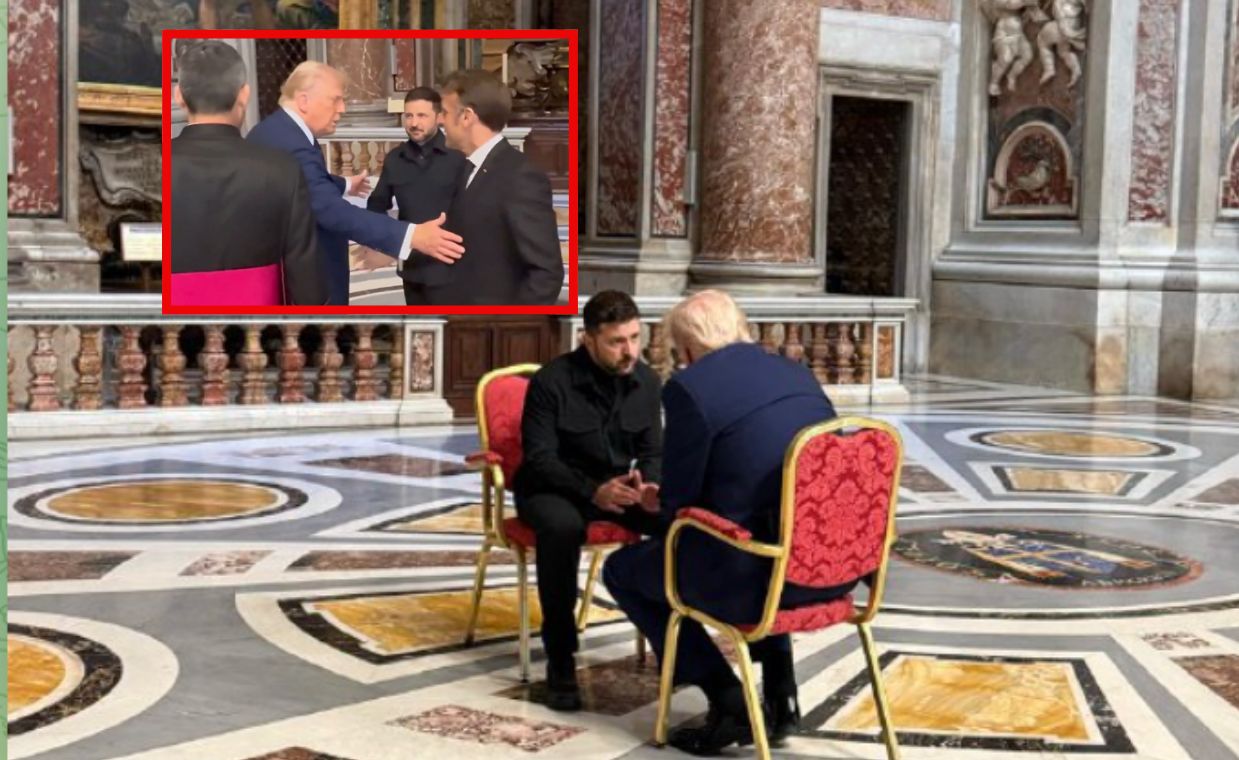 Były trzy krzesła. Macron miał rozmawiać z Trumpem i Zełenskim?