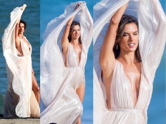 Alessandra Ambrosio pozuje na plaży w sukience (ZDJĘCIA)