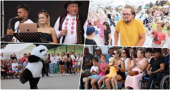 Wielka wakacyjna Potupajka w  Bobowej. Na plenerowej scenie gwiazdy muzyki weselnej, przed sceną tłumy słuchaczy