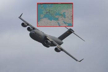 Niepokojąca mapa. Samoloty sił powietrznych USA lecą na Bliski Wschód