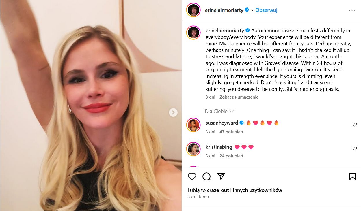 Aktorka poinformowała o chorobie