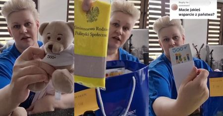 Urodziła PIĘCIORACZKI. Pokazała, co dostała od rządu: pampersy, misie w koszulkach 500+, magnes...
