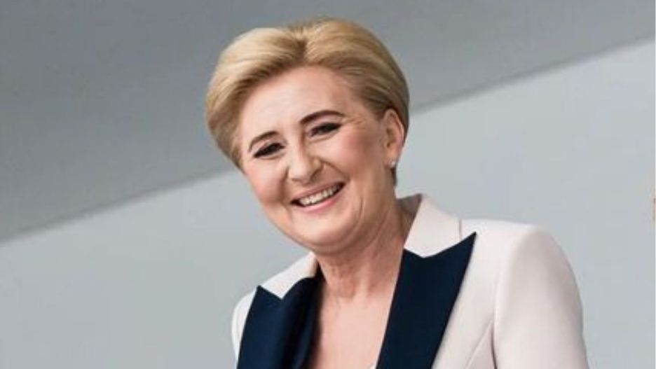 Agata Kornhauser-Duda w białym garniturze spacerowała po Wilnie