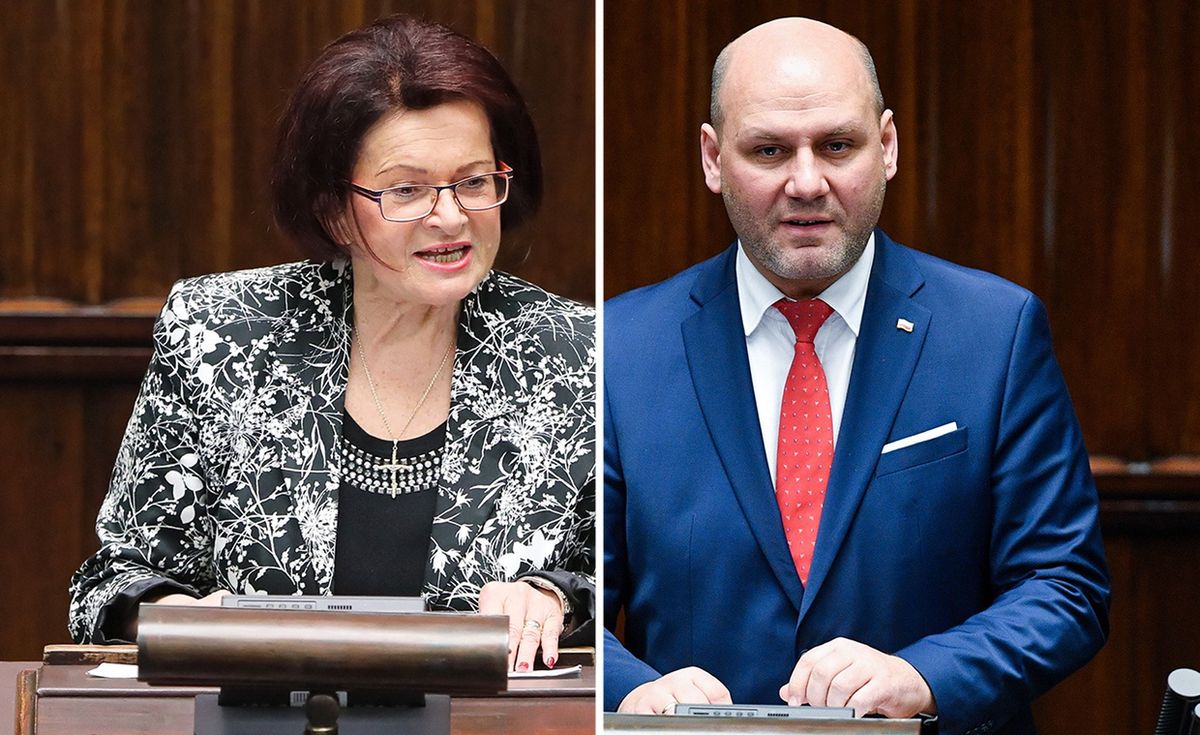 Po lewej posłanka Maria Kurowska, po prawej minister Szymon Szynkowski vel Sęk