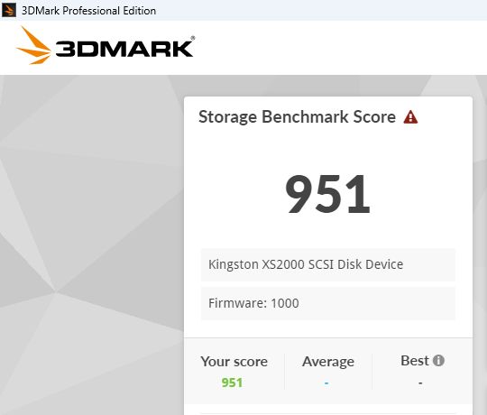 Kingston XS2000 USB 20 Gb/s - 3DMark Storage Benchmark