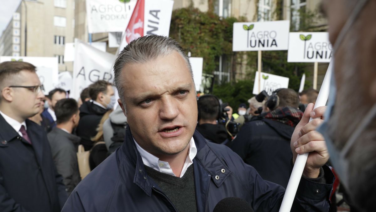 Szczepan Wójcik podczas protestów rolników przeciwko tzw. piątce dla zwierząt