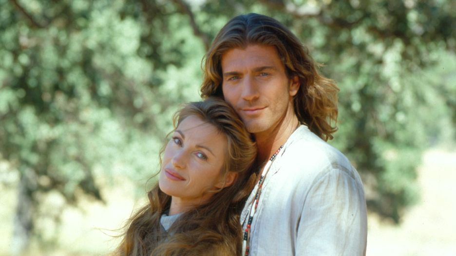 Jane Seymour i Joe Lando na planie "Dr Quinn"