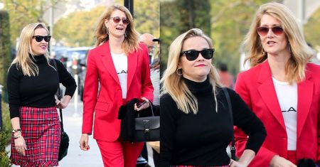 Zaaferowane Reese Witherspoon i Laura Dern wracają ze świątecznego obiadu