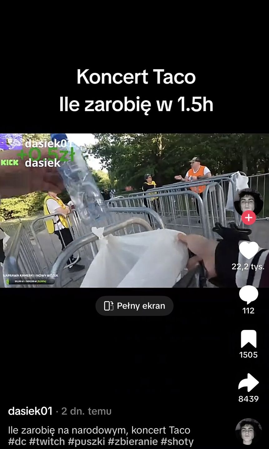 Streamer poszedł na koncert Taco i zbierał butelki