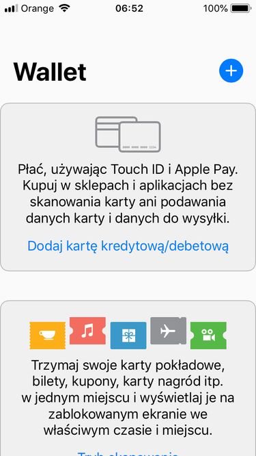 Aplikacja Wallet. To tu przechowywane są emulowane karty.