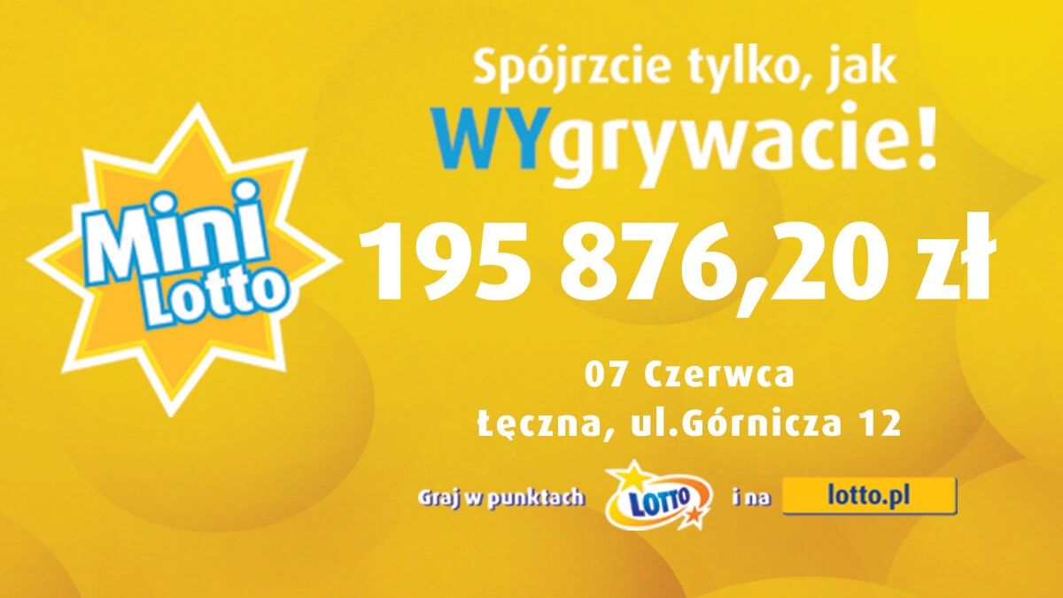 195 876,20 zł - wygrana w Mini Lotto w kolekturze Lotto w Łęcznej przy ul. Górniczej 12