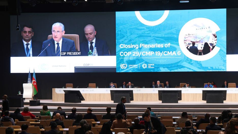 COP29 UNFCCC Climate Conference In Baku
BAKU, AZERBAIJAN - NOVEMBER 23: COP29 President Mukhtar Babayev speaks at a first closing plenary on day twelve at the UNFCCC COP29 Climate Conference on November 23, 2024 in Baku, Azerbaijan. The COP29, which was scheduled to end yesterday, has gone into overtime, with parties meeting and deliberating over the text of the final agreement following heavy criticism by a wide array of delegates of earlier drafts. The COP29 is bringing together stakeholders, including international heads of state and other leaders, country delegations, scientists, environmentalists, indigenous peoples representatives, activists and others to discuss and agree on the implementation of global measures towards mitigating the effects of climate change. According to the United Nations, countries made no progress over the last year in reducing global emissions from the burning of fossil fuels. (Photo by Sean Gallup/Getty Images)
Sean Gallup