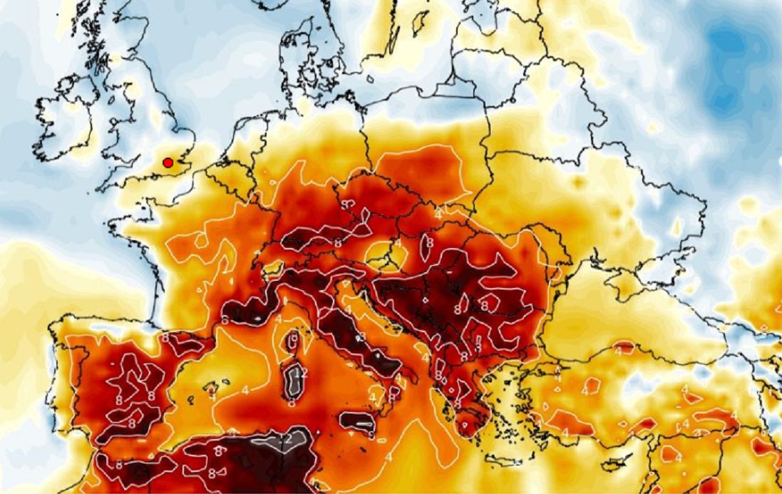 Fala gorącego powietrza nad południową Europą
