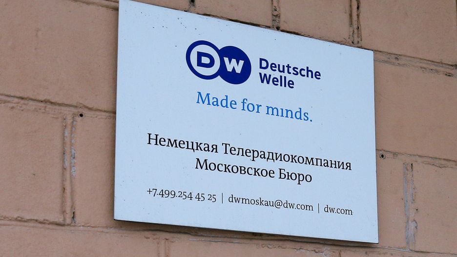 TemporaryThe sign of the Moscow office of German public broadcaster Deutsche Welle is seen on the wall of the apartment building in Moscow, Russia, Friday, Feb. 4, 2022. Russia's Foreign Ministry says it is shutting down the Moscow office of German public broadcaster Deutsche Welle and is withdrawing its staff's accreditations, in retaliation for a German move against Russian state RT TV. (AP Photo/Alexander Zemlianichenko Jr)AP